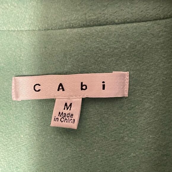 CABi green wool‎ jacket blazer with navy polka dot lining, size medium - Picture 9 of 15